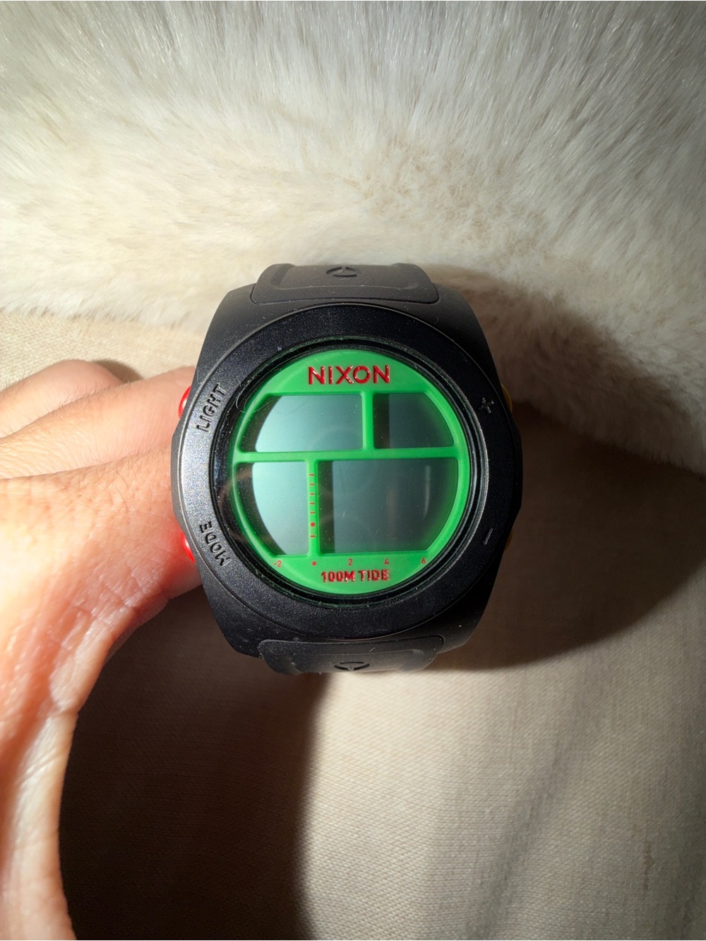 Nixon Black Digital Watch with Green Dial Accents
